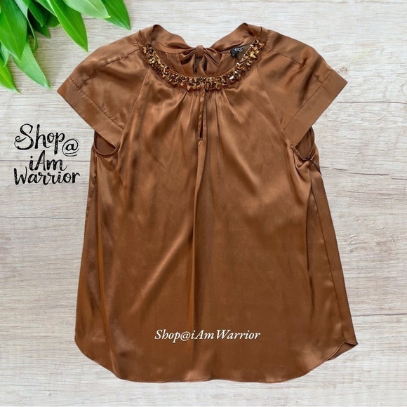 Etcetera NWT silk embellished keyhole neckline & tie back top *shop@iamwarrior - Picture 7 of 12